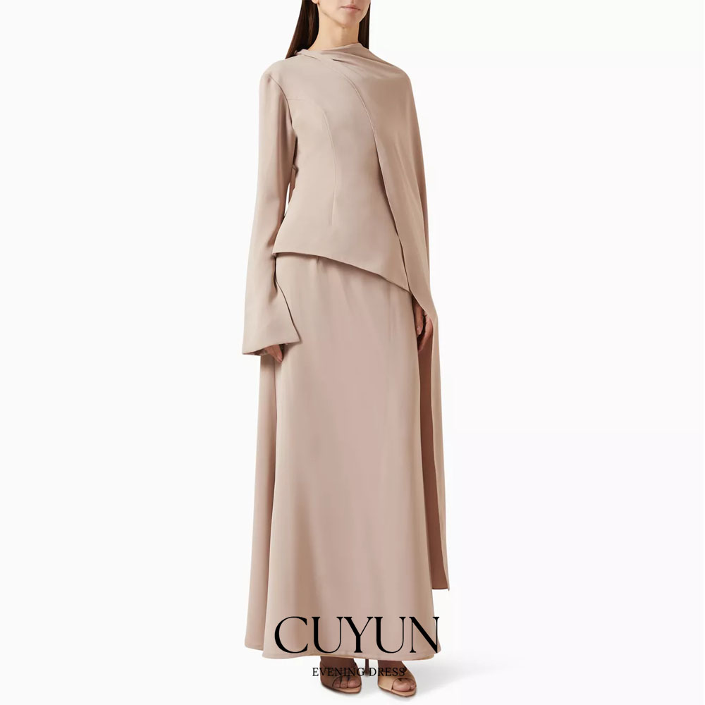 Women'S Formal Wear For A Wedding Guest - CUYUN Customized Khaki Modest Ankle-Length Prom