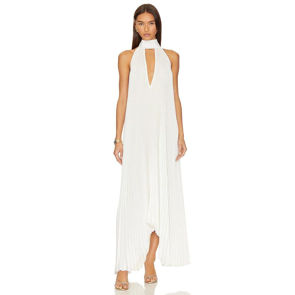 Women'S Formal Wear For A Wedding Guest - Evening Dresses Deep V Neck Scarf