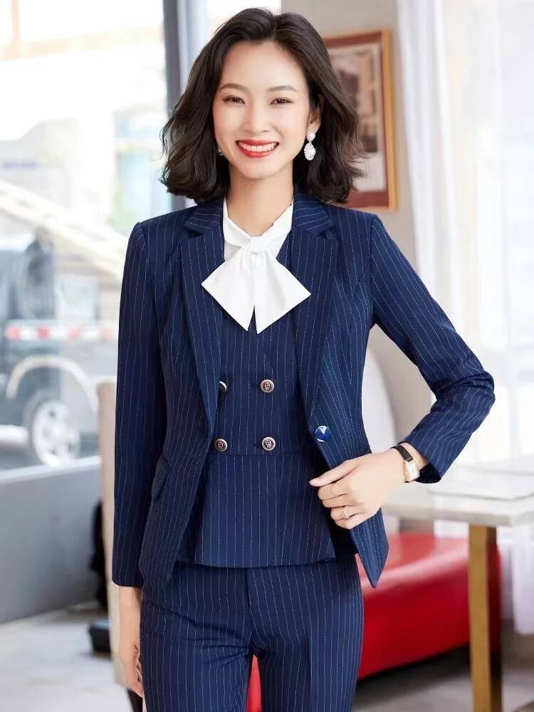 Women Formal Wear Interview - Fashion Striped Formal Business Suits Women