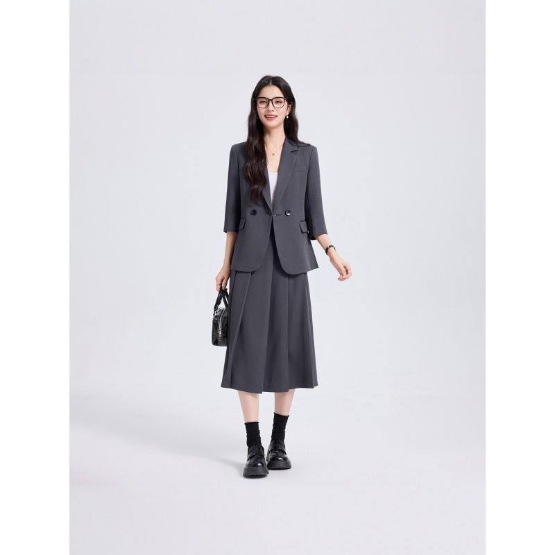 Women Formal Wear Interview - Navy Blue Women's Suit Set for