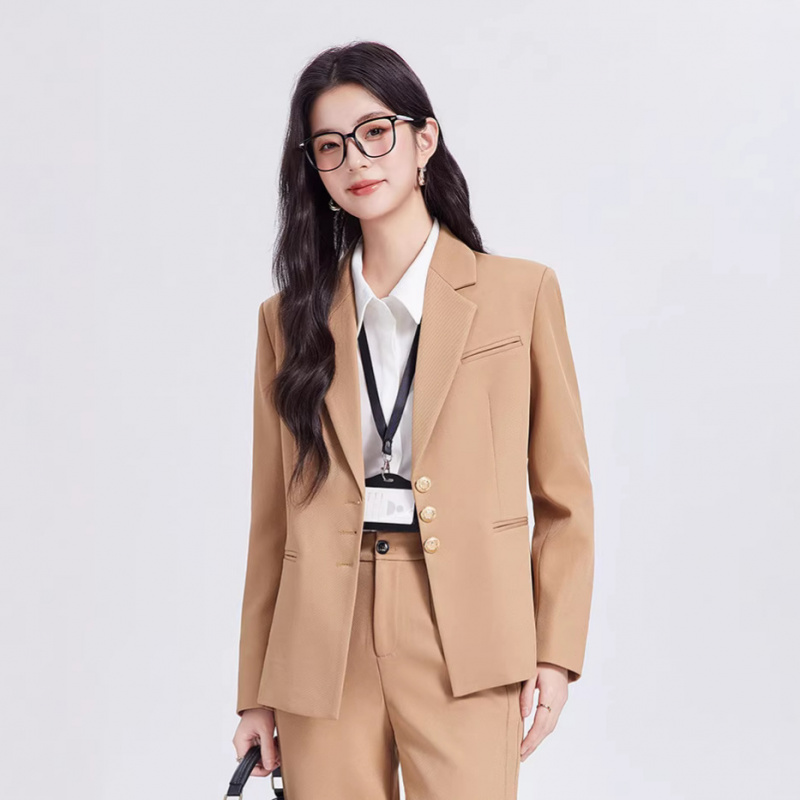 Women Formal Wear Interview - Khaki women's suit set, high-end, casual