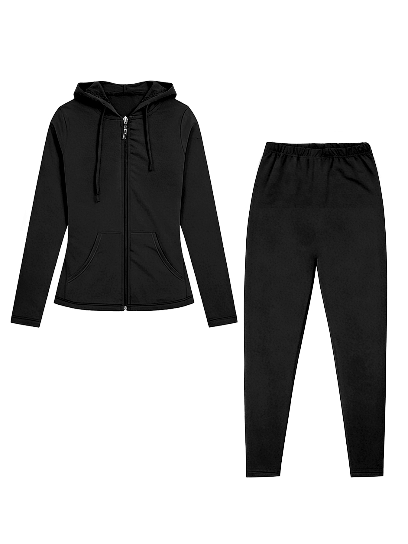 Monochrome Suit Set - Monochrome Plus Size Women Zip Up