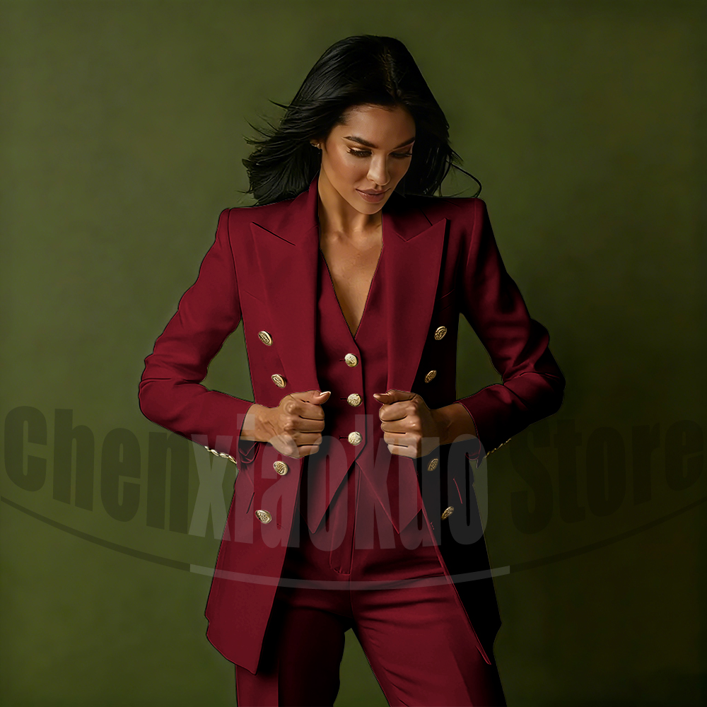Women's Double Breasted Three  - Women Formal Wear Blazer Set ulasan dan harga