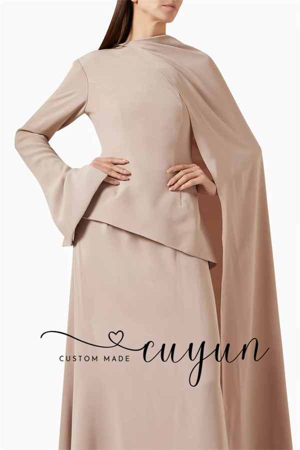CUYUN Customized Khaki Modest  - Women'S Formal Wear For A Wedding Guest ulasan dan harga