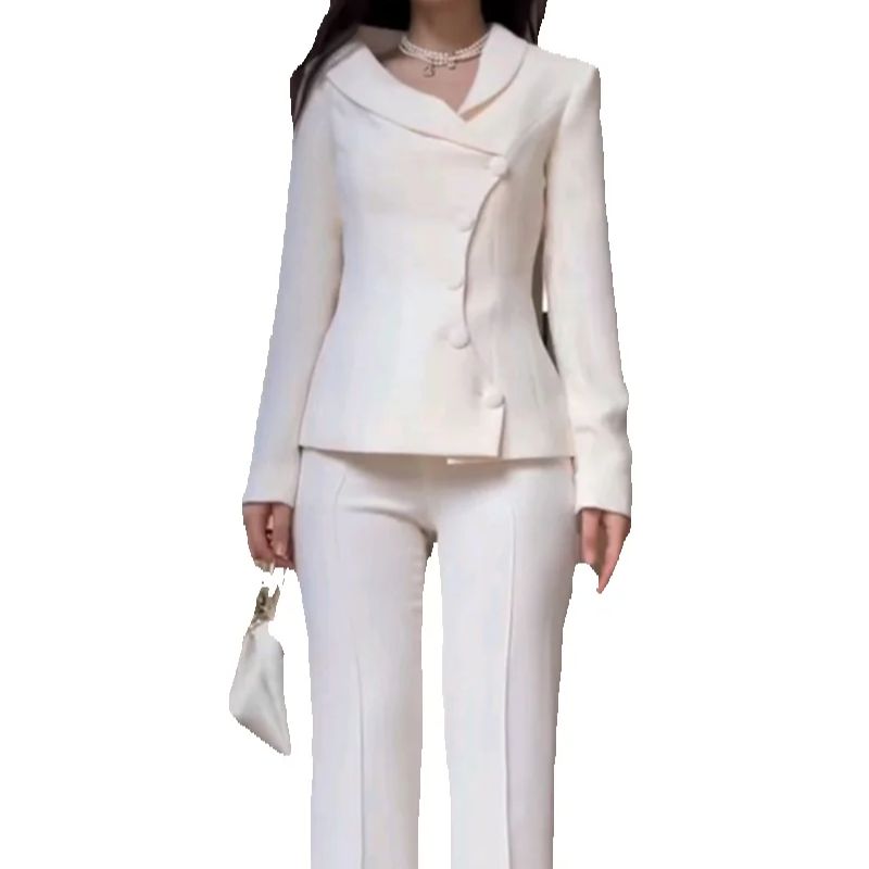 White Women Suits Set 2 Piece  - Women Formal Wear Blazer Set ulasan dan harga