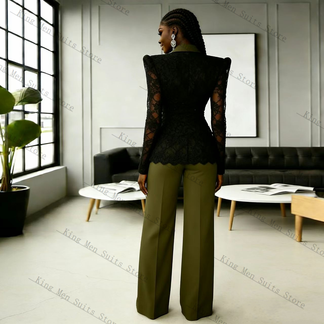 Green Black Lace Women Suit Se - Women'S Formal Wear For A Wedding Guest ulasan dan harga