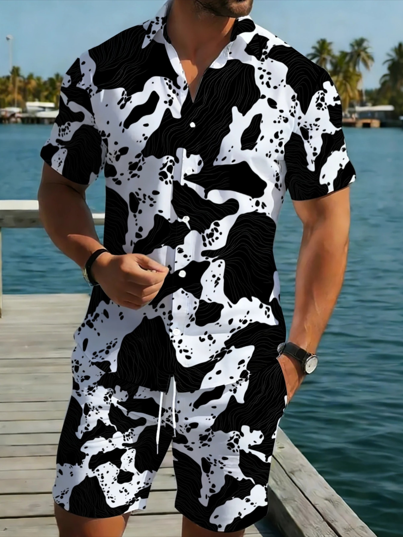 Monochrome Abstract Camouflage - Monochrome Suit Set ulasan dan harga