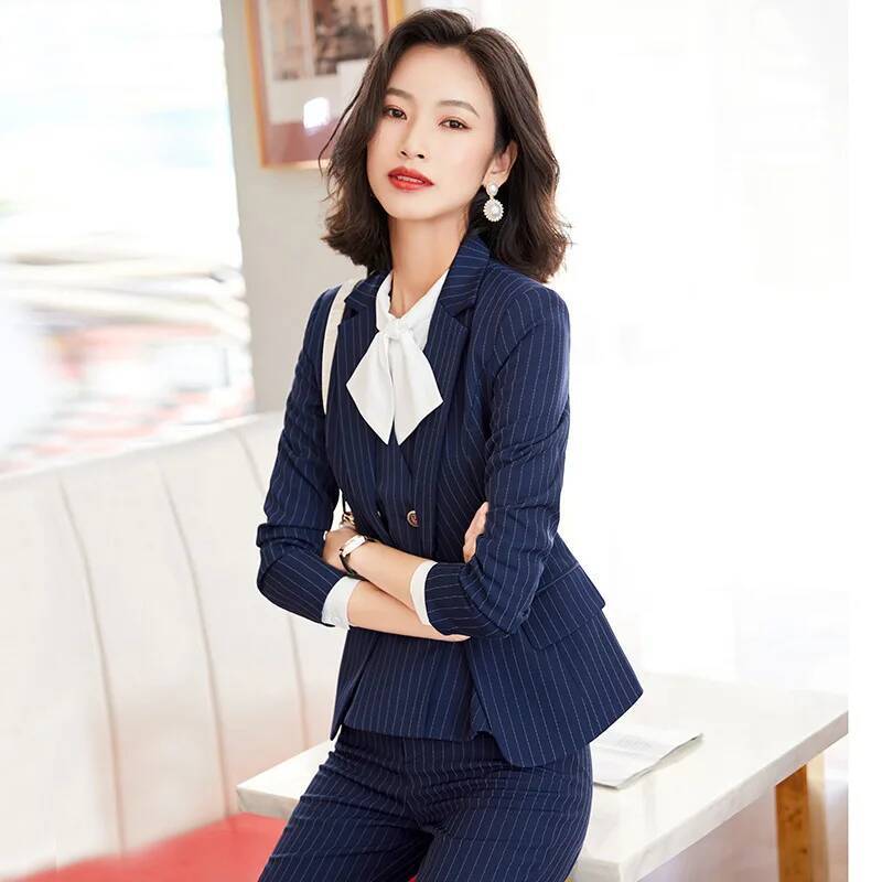 Fashion Striped Formal Busines - Women Formal Wear Interview ulasan dan harga