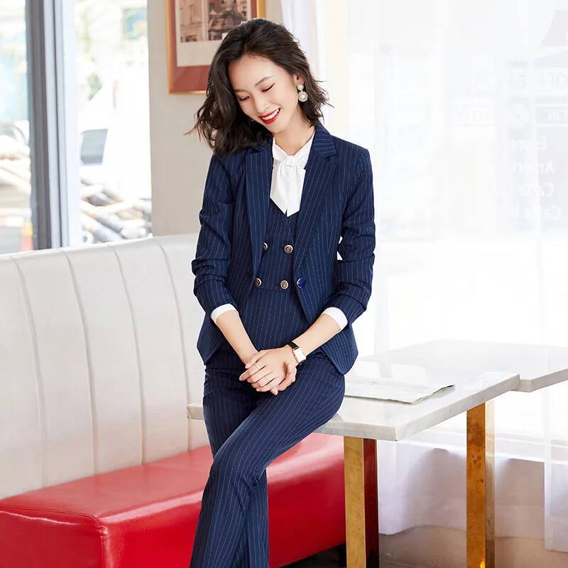 Fashion Striped Formal Busines - Women Formal Wear Interview ulasan dan harga