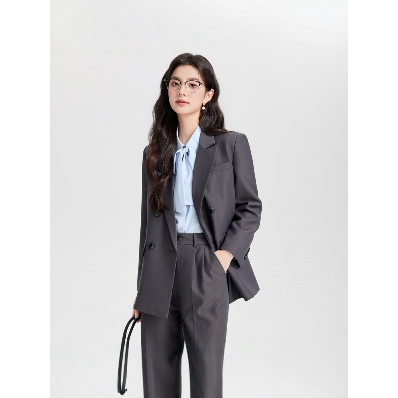 Navy blue double-breasted wome - Women Formal Wear Interview ulasan dan harga