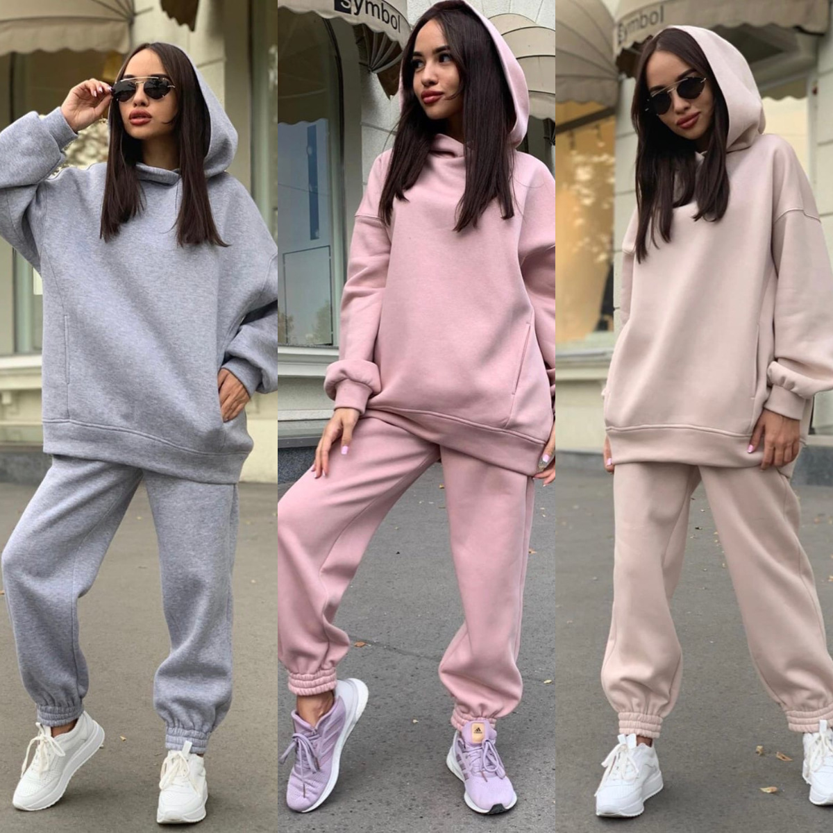 Monochrome Hooded Hoodie Set C - Monochrome Suit Set ulasan dan harga