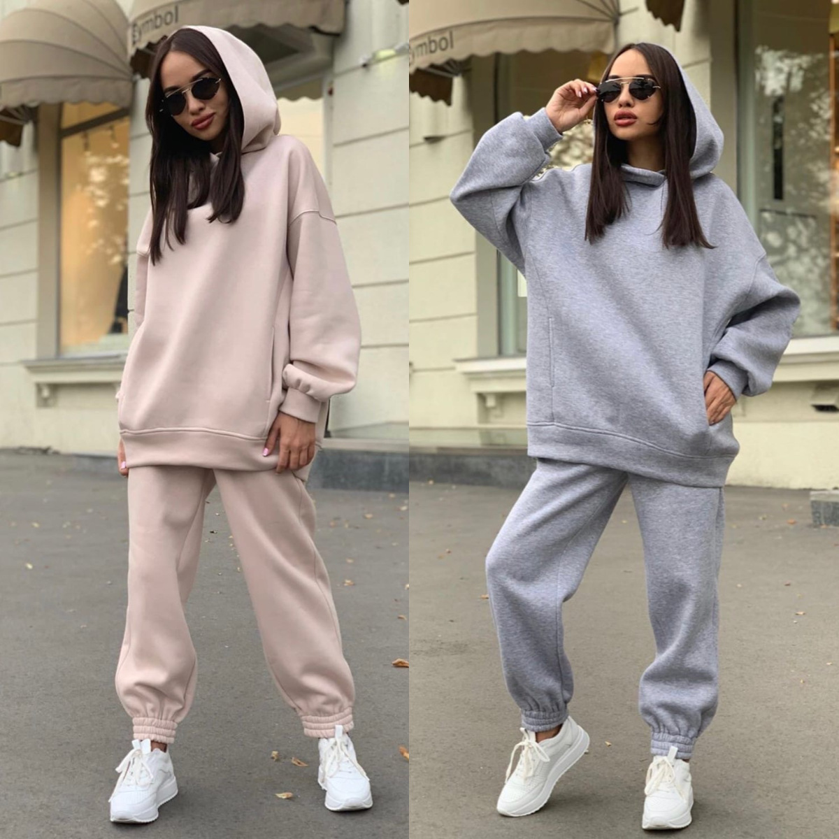 Monochrome Hooded Hoodie Set C - Monochrome Suit Set ulasan dan harga