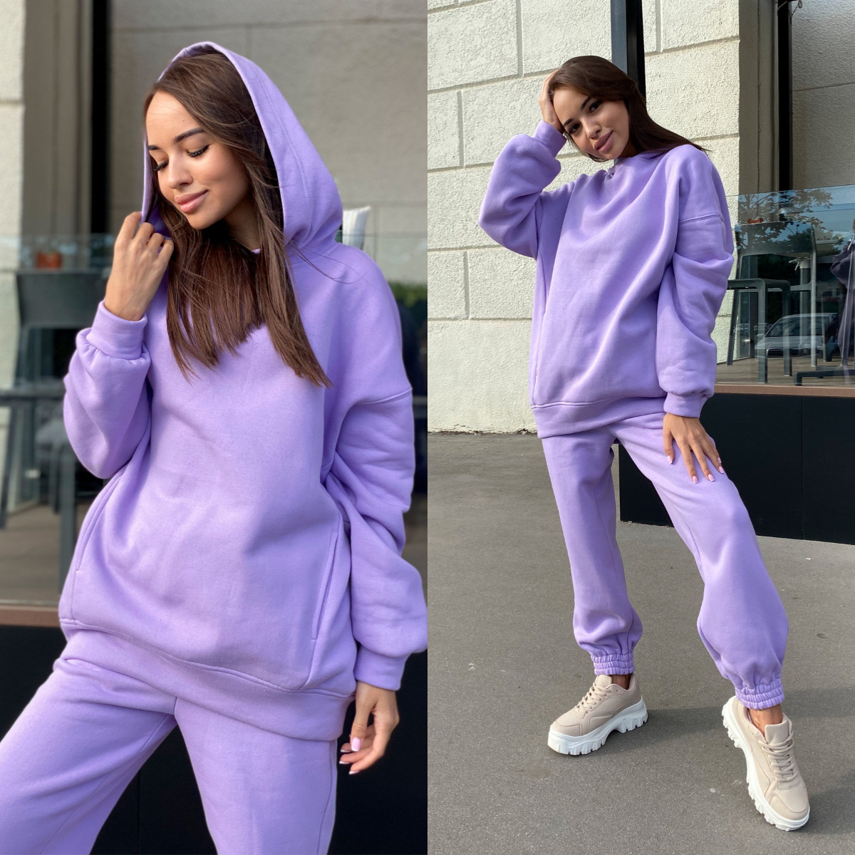 Monochrome Hooded Hoodie Set C - Monochrome Suit Set ulasan dan harga