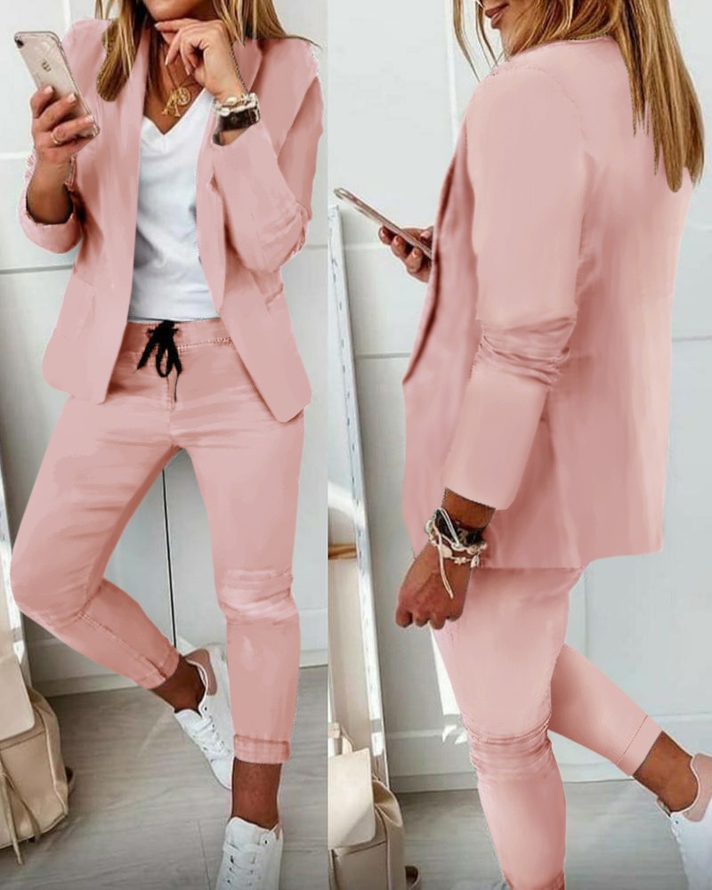 Women's Monochrome Casual Busi - Monochrome Suit Set ulasan dan harga