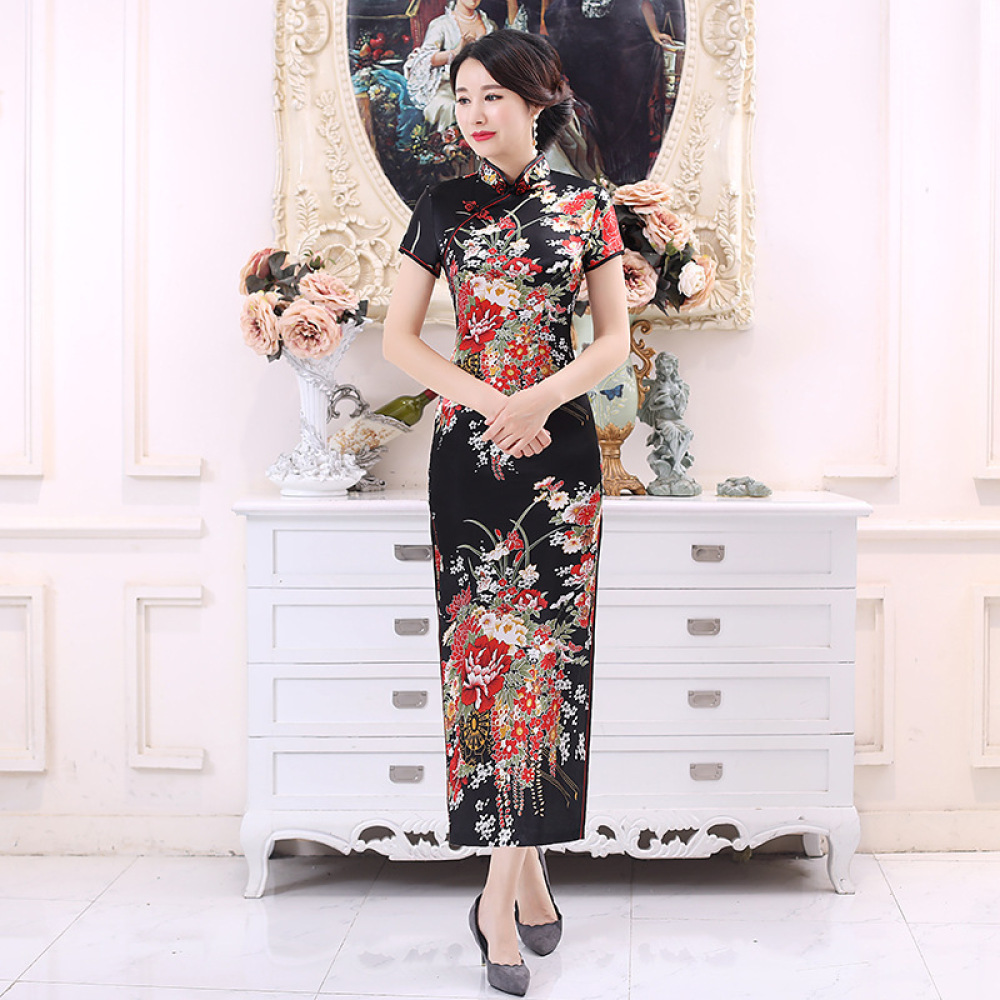 Classic Satin Cheongsam Long D - Women'S Formal Wear Plus Size ulasan dan harga